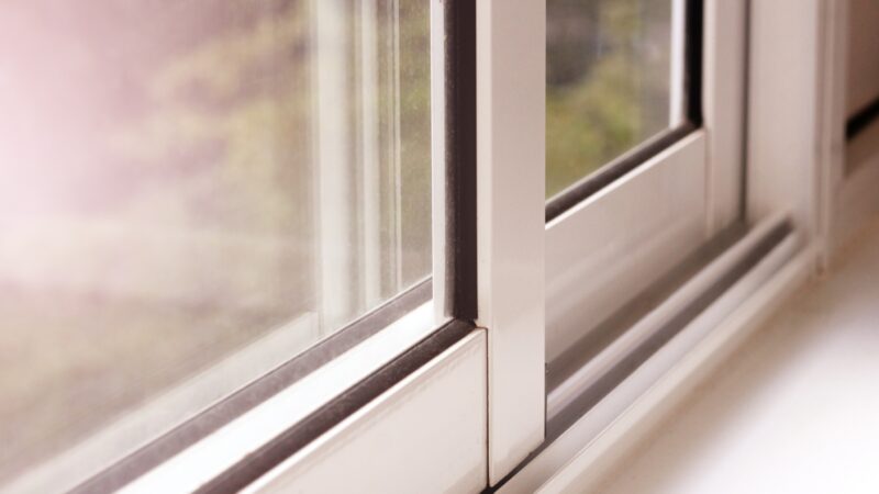 closeup of a slider window